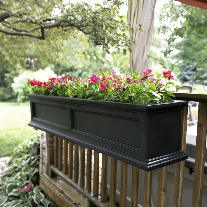 Pemberly Row 5ft Traditional Plastic Window Box in Black Finish