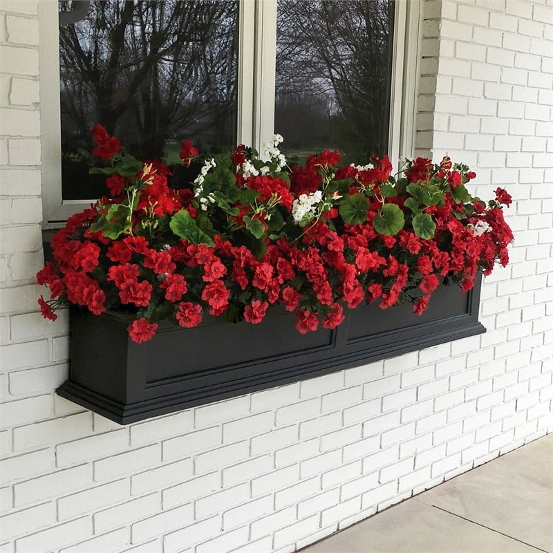 Pemberly Row 5ft Traditional Plastic Window Box in Black Finish