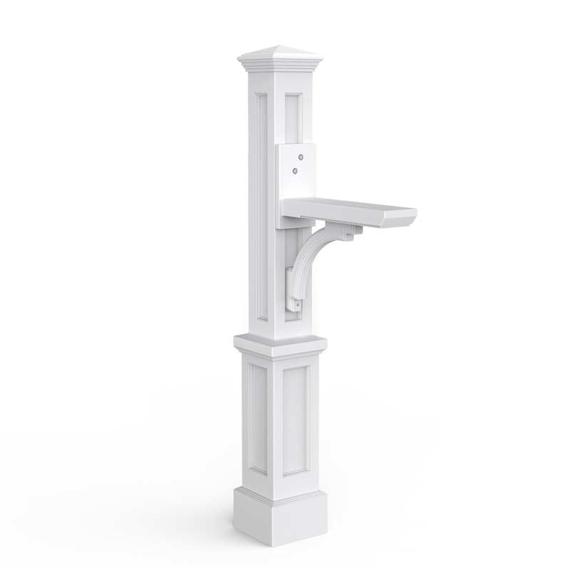 Pemberly Row Weatherproof Traditional Plastic Mail Post in White