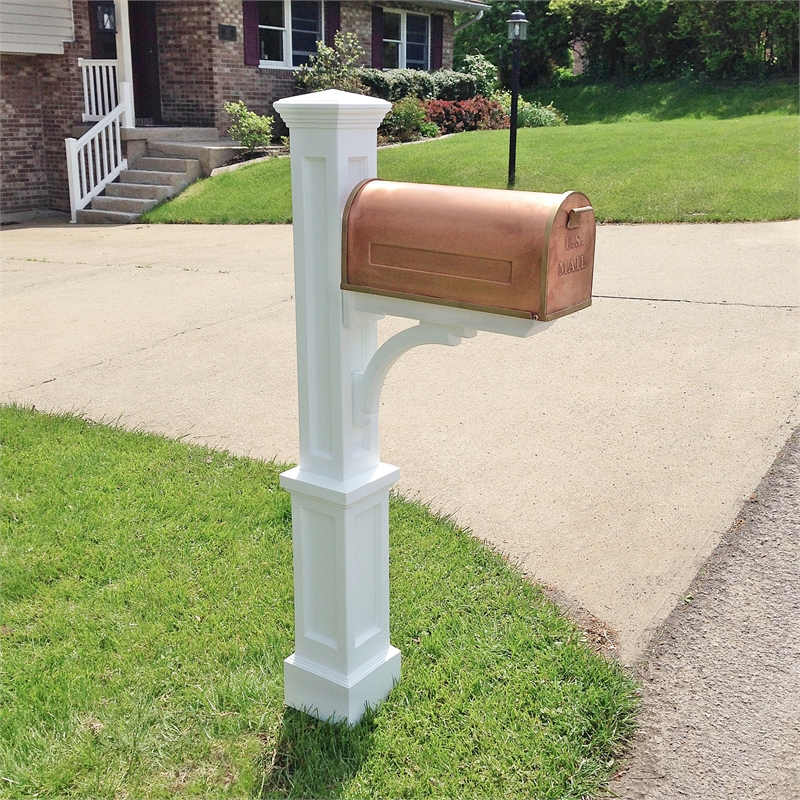 Pemberly Row Weatherproof Traditional Plastic Mail Post in White