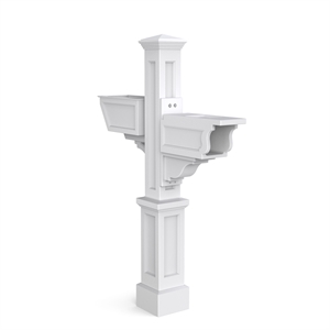 Pemberly Row Weatherproof Traditional Plastic Mail Post in White