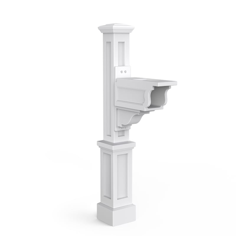 Pemberly Row Weatherproof Traditional Plastic Mail Post in White