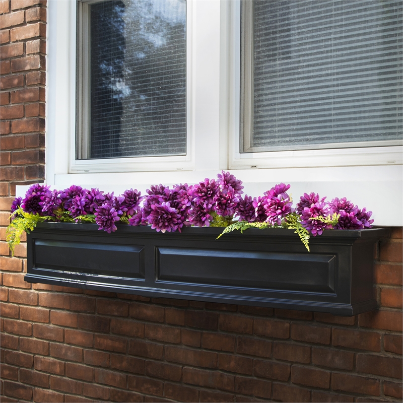 Pemberly Row 5ft Weatherproof Traditional Plastic Window Box in Black