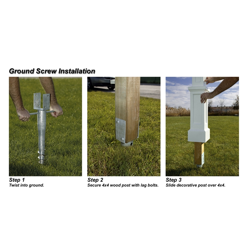 Pemberly Row Traditional Metal No Dig Ground Anchor in Silver Powder Coating