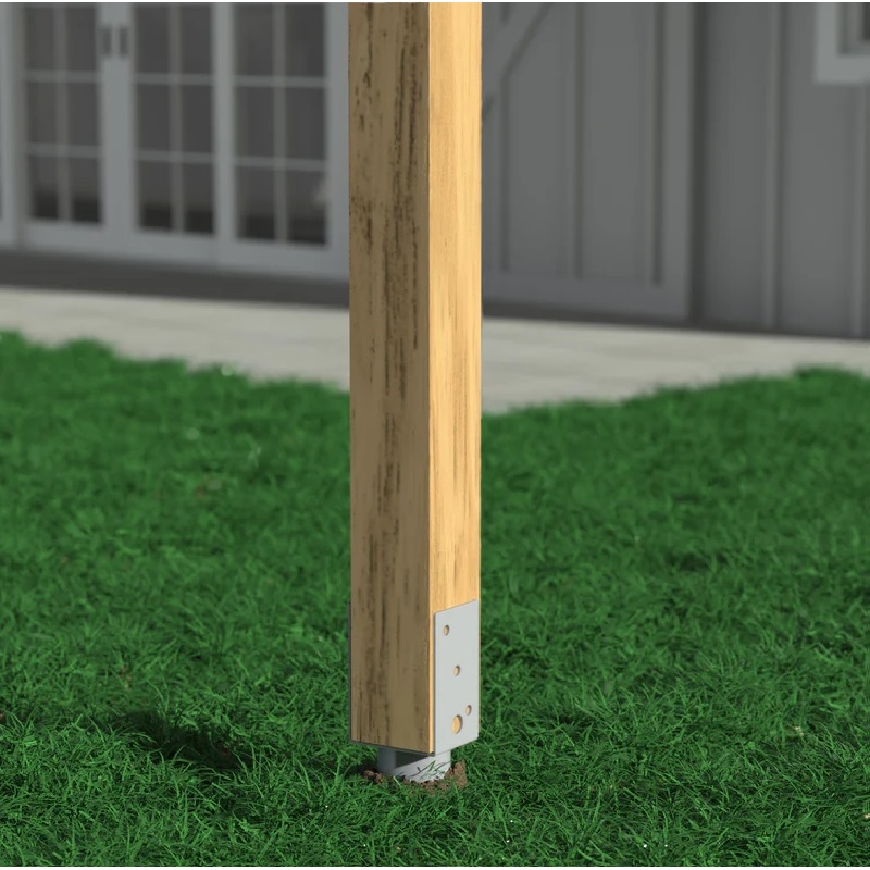 Pemberly Row Traditional Metal No Dig Ground Anchor in Silver Powder Coating