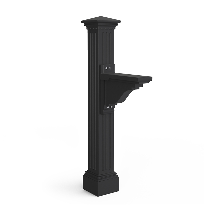 Pemberly Row Weatherproof Traditional Plastic Mail Post in Black