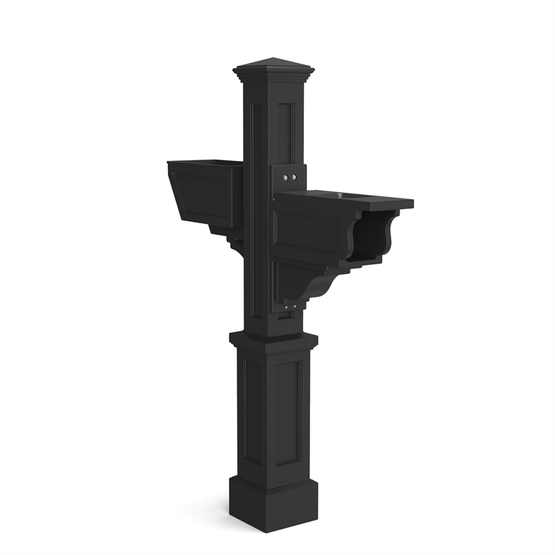 Pemberly Row Weatherproof Traditional Plastic Mail Post in Black