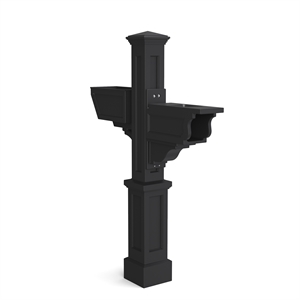 Pemberly Row Weatherproof Traditional Plastic Mail Post in Black