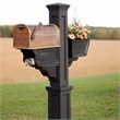 Pemberly Row Weatherproof Traditional Plastic Mail Post in Black