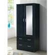 Pemberly Row 2 Door Armoire w/ 2 Drawers & Clothing Rod plus Mirror - Black Wood