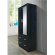 Pemberly Row 2 Door Armoire w/ 2 Drawers & Clothing Rod plus Mirror - Black Wood