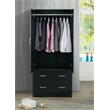Pemberly Row 2 Door Armoire w/ 2 Drawers & Clothing Rod plus Mirror - Black Wood