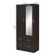 Pemberly Row 2 Door Armoire w/ 2 Drawers Clothing Rod & Mirror in Chocolate Wood