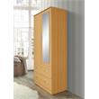 Pemberly Row 2-Door Armoire w/ 2-Drawers & Clothing Rod plus Mirror - Beige Wood