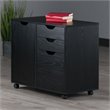 Pemberly Row 2-Section Contemporary Wood Mobile Storage File Cabinet in Black