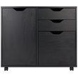 Pemberly Row 2-Section Contemporary Wood Mobile Storage File Cabinet in Black