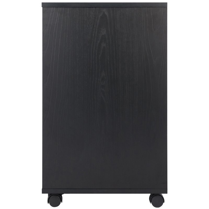 Pemberly Row 2-Section Contemporary Wood Mobile Storage File Cabinet in Black