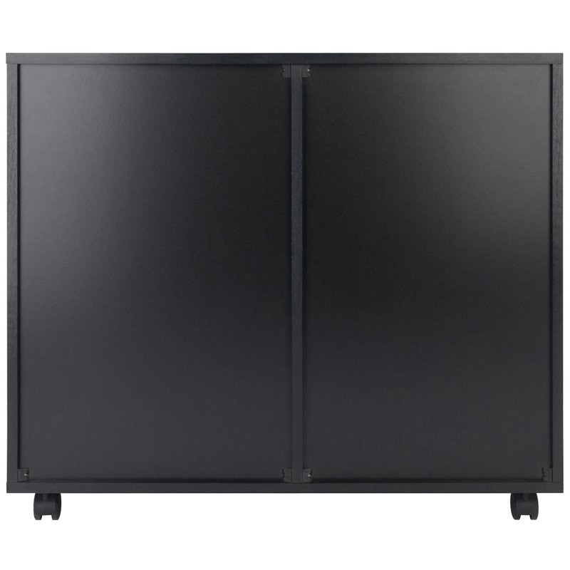 Pemberly Row 2-Section Contemporary Wood Mobile Storage File Cabinet in Black