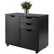 Pemberly Row 2-Section Contemporary Wood Mobile Storage File Cabinet in Black