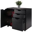 Pemberly Row 2-Section Contemporary Wood Mobile Storage File Cabinet in Black