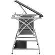 Pemberly Row Contemporary Drawing Table with Stool in Silver and Black