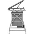 Pemberly Row Contemporary Drawing Table with Stool in Silver and Black