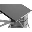 Pemberly Row Contemporary Drawing Table with Stool in Silver and Black