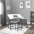 Pemberly Row Contemporary Drawing Table with Stool in Black and White