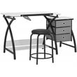Pemberly Row Contemporary Drawing Table with Stool in Black and White