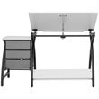 Pemberly Row Contemporary Drawing Table with Stool in Black and White