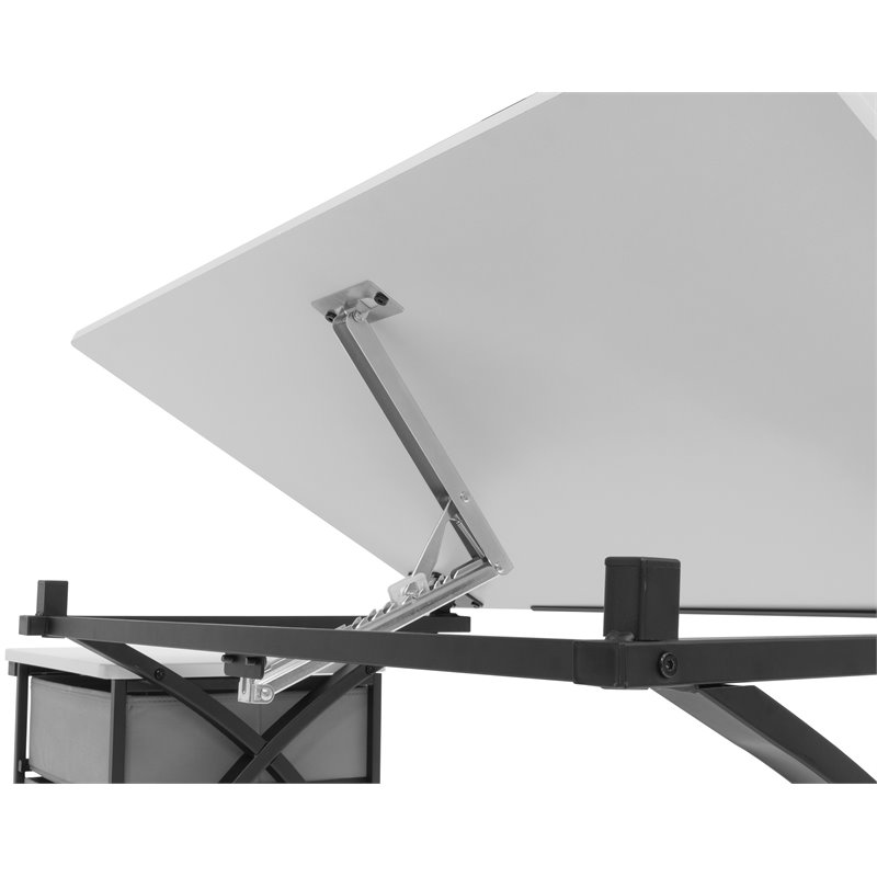 Pemberly Row Contemporary Drawing Table with Stool in Black and White