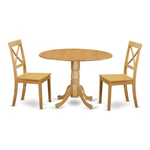 Pemberly Row Table and X-back Chair Set with Wood Seat in Oak