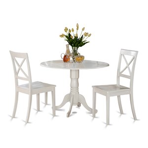 Pemberly Row 3-Piece Traditional Wood Dining Set in Linen White