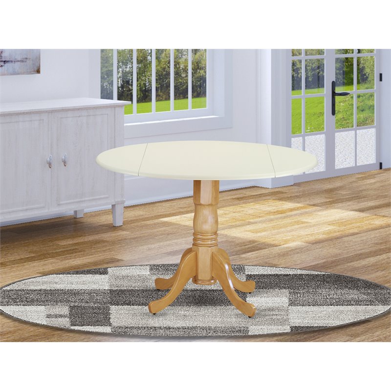 Pemberly Row Traditional Wood Dining Table in White/Oak Finish