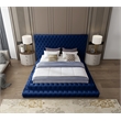 Pemberly Row Modern / Contemporary Fabric Navy Velvet Queen Bed