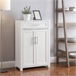 Pemberly Row Transitional Wood Storage Cabinet in White/Nickel