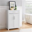 Pemberly Row Transitional Wood Storage Cabinet in White/Nickel