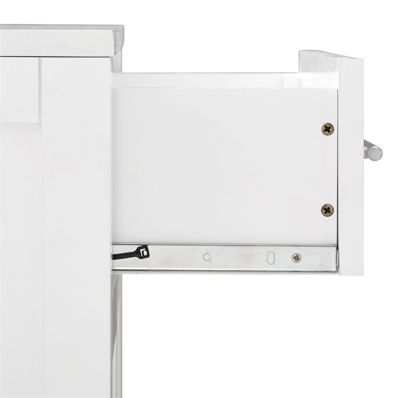 Pemberly Row Transitional Wood Storage Cabinet in White/Nickel