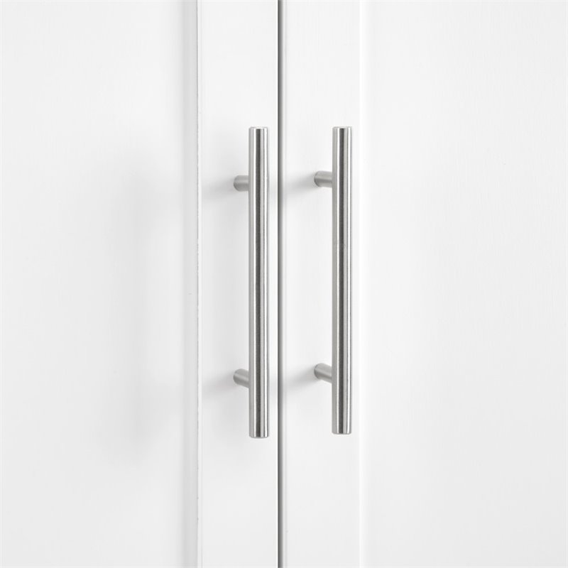 Pemberly Row Transitional Wood Storage Cabinet in White/Nickel