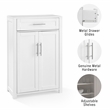 Pemberly Row Transitional Wood Storage Cabinet in White/Nickel
