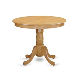 Pemberly Row Contemporary Antique 36&quot Round Wood Dining Table in Oak