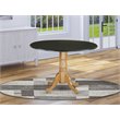 Pemberly Row Round Traditional Wood Dining Table in Black and Oak