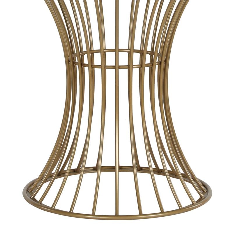 Pemberly Row Glass Top Dining Table in Tempered Glass with Brass