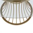 Pemberly Row Glass Top Dining Table in Tempered Glass with Brass