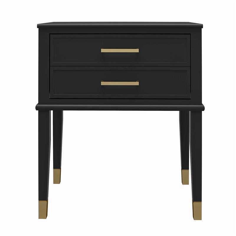 Pemberly Row Contemporary Engineered Wood End Table in Black