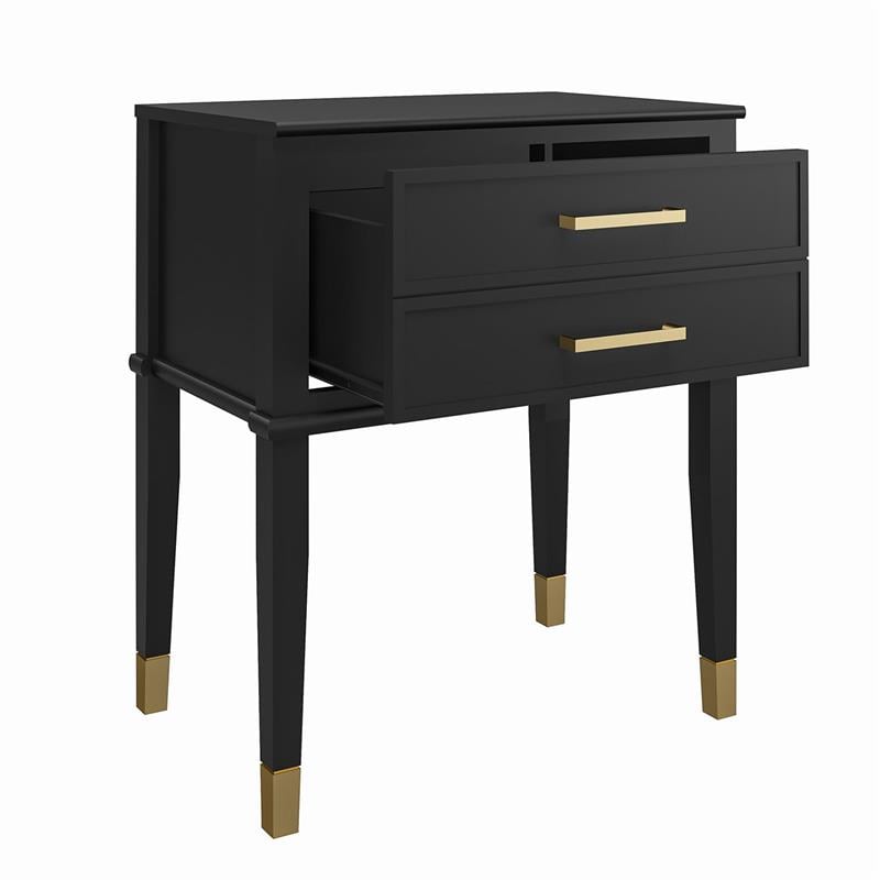Pemberly Row Contemporary Engineered Wood End Table in Black
