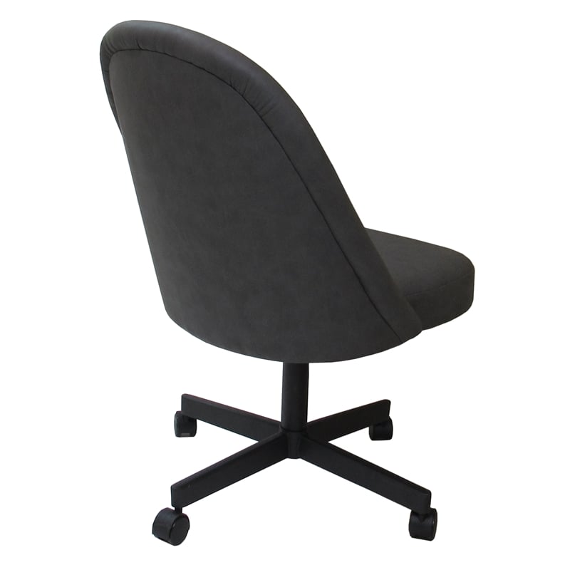 Pemberly Row Swivel Metal Dining Caster Chair-Grey Vinyl-Black