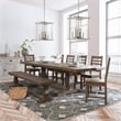 Pemberly Row Reclaimed Pine Wood Extension Dining Table in Weathered Brown