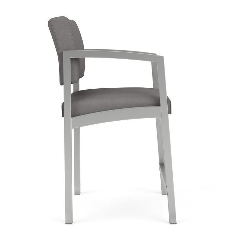 Pemberly Row Reception Waiting Room Hip Chair-Silver Steel-Light Gray