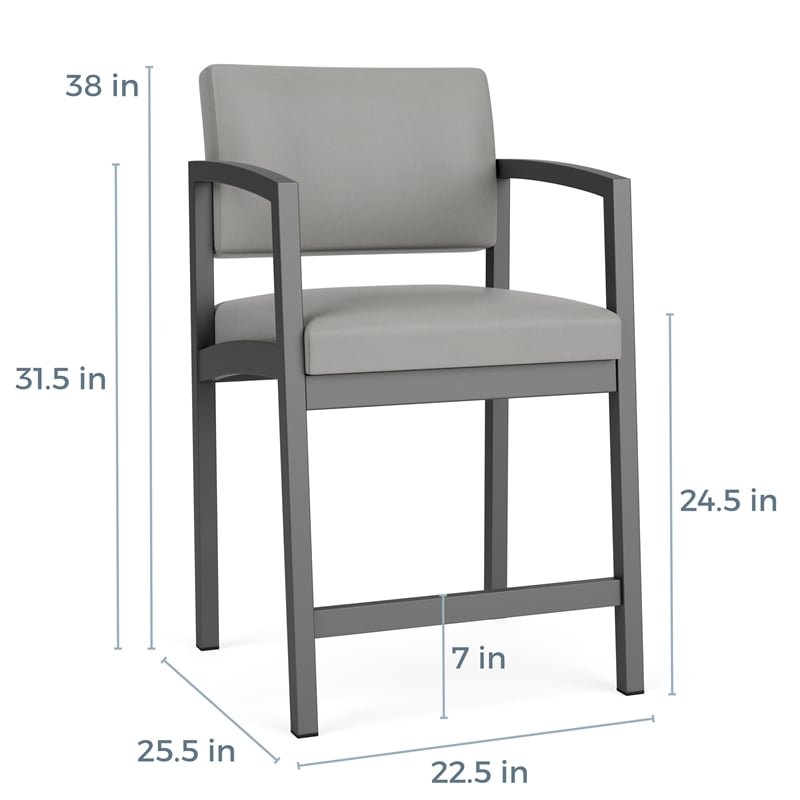Pemberly Row Reception Waiting Room Hip Chair-Silver Steel-Light Gray